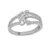 Thumbnail Image 1 of Open Hearts by Jane Seymour™ 1/10 CT. T.W. Diamond Three Stone Split Shank Ring in Sterling Silver
