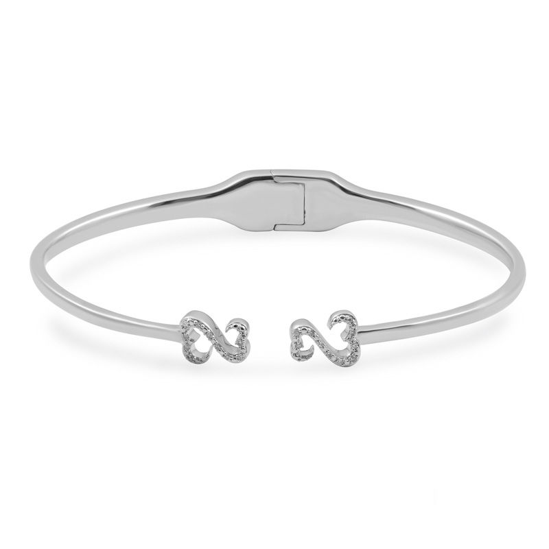 Main Image 1 of Open Hearts by Jane Seymour™ 1/20 CT. T.W. Diamond Bangle in Sterling Silver