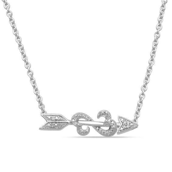 Open Hearts by Jane Seymourâ¢ 1/20 CT. T.w. Diamond Arrow Necklace in Sterling Silver - 17.25"