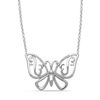 Thumbnail Image 1 of Open Hearts by Jane Seymour™ 1/20 CT. T.W. Diamond Butterfly Necklace in Sterling Silver - 17"