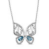 Thumbnail Image 1 of Open Hearts by Jane Seymour™ Pear-Shaped Blue Topaz and Diamond Butterfly Necklace in Sterling Silver - 17.5"