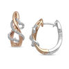 Thumbnail Image 1 of Open Hearts by Jane Seymour™ 1/10 CT. T.W. Diamond Intertwining J-Hoop Earrings in 10K Rose Gold and Sterling Silver