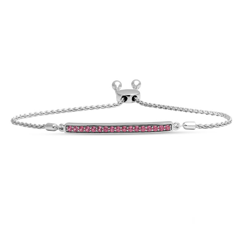 Main Image 1 of Open Hearts by Jane Seymour™ Amethyst Bar Bolo Bracelet in Sterling Silver - 9.5"
