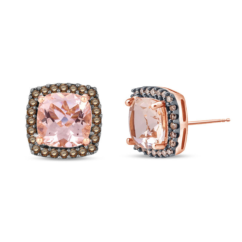 6 0 Mm Cushion Cut Morganite And 1 4 Ct Tw Champagne