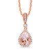 Thumbnail Image 0 of Pear-Shaped Morganite and 1/10 CT. T.W. Diamond Frame Pendant in 10K Rose Gold