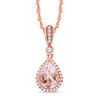 Thumbnail Image 1 of Pear-Shaped Morganite and 1/10 CT. T.W. Diamond Frame Pendant in 10K Rose Gold