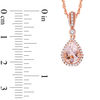 Thumbnail Image 1 of Pear-Shaped Morganite and 1/10 CT. T.W. Diamond Frame Pendant in 10K Rose Gold