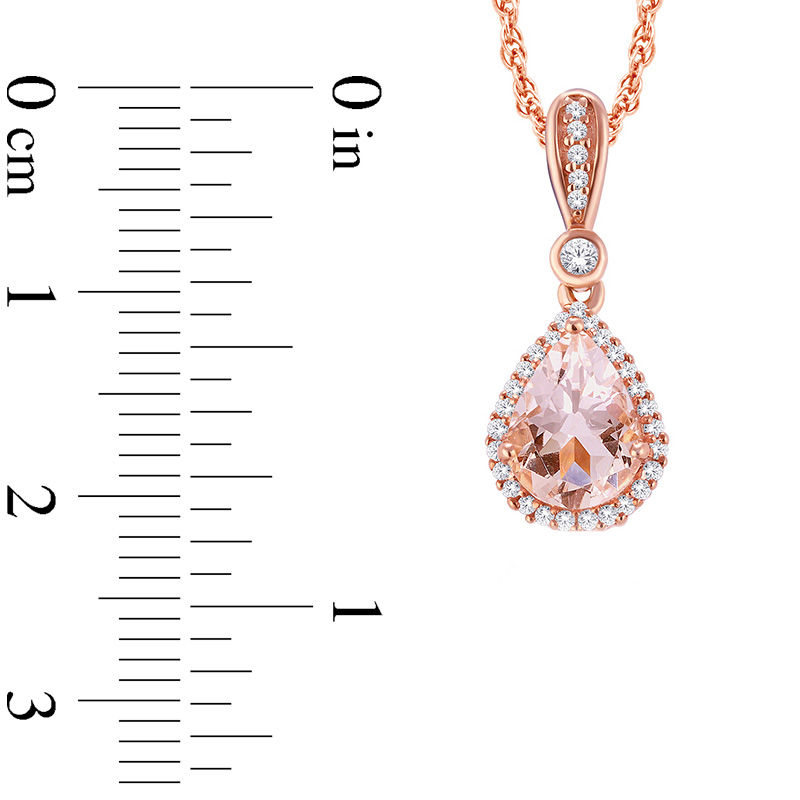 Pear-Shaped Morganite and 1/10 CT. T.W. Diamond Frame Pendant in 10K Rose Gold