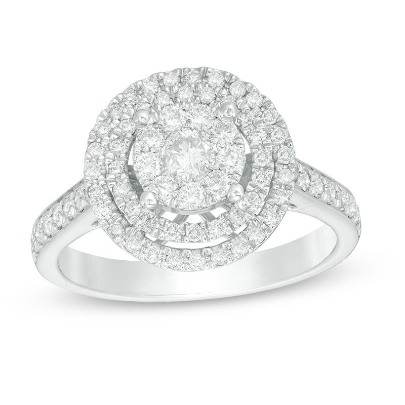 Main Image 1 of 3/4 CT. T.W. Diamond Triple Frame Ring in 10K White Gold