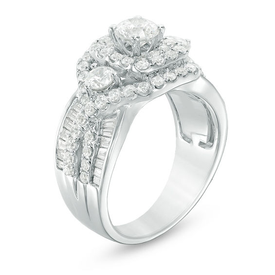 2 CT. T.w. Diamond Past Preset FutureÂ® Cushion Frame Twist Engagement Ring in 14K White Gold
