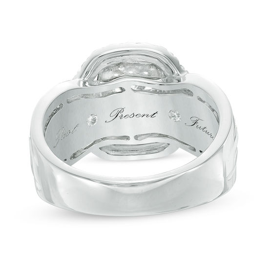 2 CT. T.w. Diamond Past Preset FutureÂ® Cushion Frame Twist Engagement Ring in 14K White Gold
