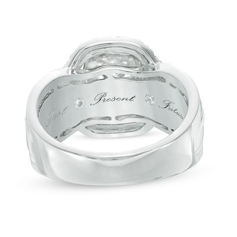 Main Image 3 of 2 CT. T.W. Diamond Past Preset Future® Cushion Frame Twist Engagement Ring in 14K White Gold
