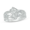 Thumbnail Image 0 of Diamond Accent Three Stone Layered Crossover Ring in Sterling Silver