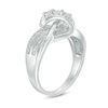 Thumbnail Image 1 of Diamond Accent Three Stone Layered Crossover Ring in Sterling Silver