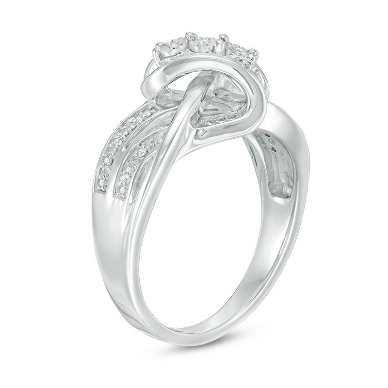 Main Image 2 of Diamond Accent Three Stone Layered Crossover Ring in Sterling Silver