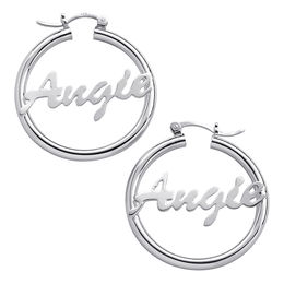 Personalized Earrings Create Your Own Zales Name Hoop Earrings In Sterling Silver 1