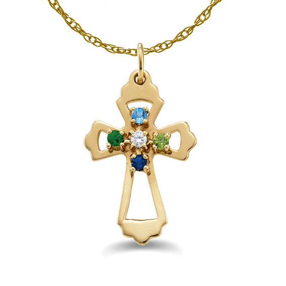 mothers birthstone cross necklace