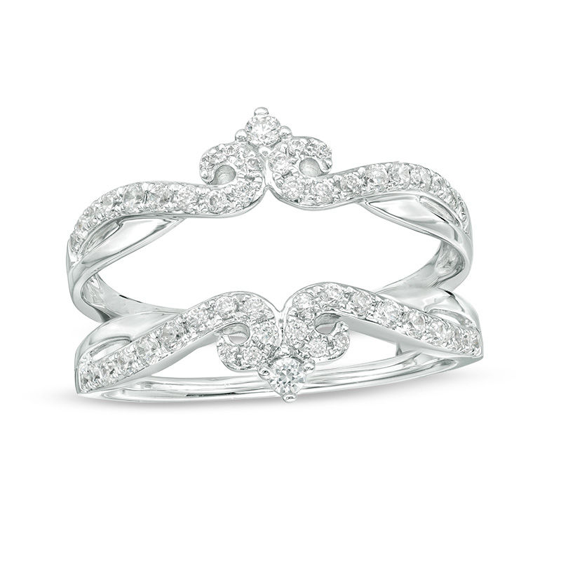 1/2 CT. T.W. Diamond Double Crown Solitaire Enhancer in 14K White Gold