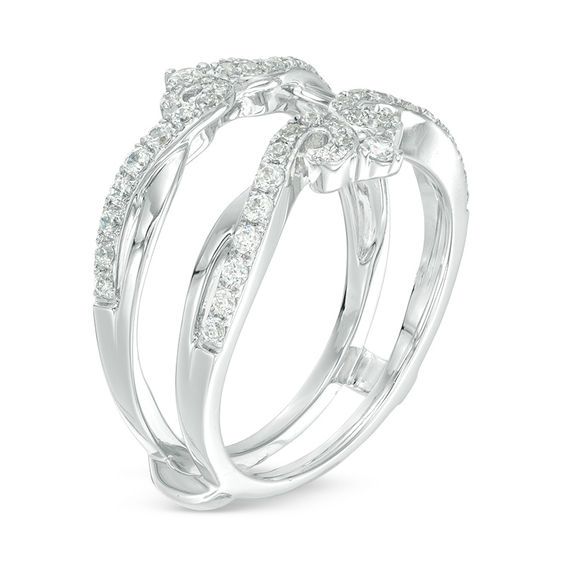 1/2 CT. T.w. Diamond Double Crown Solitaire Enhancer in 14K White Gold
