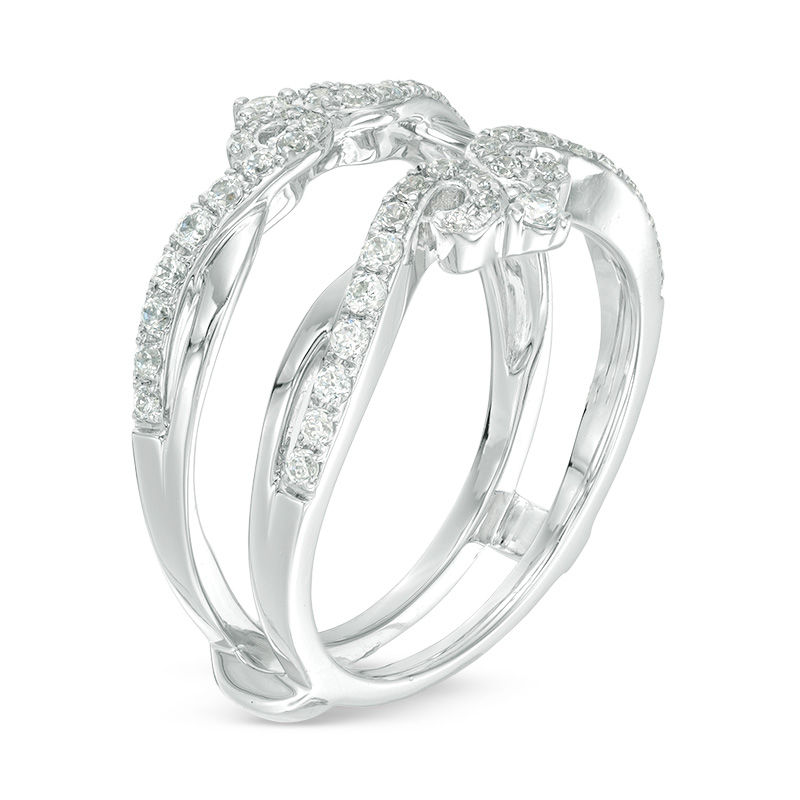 Main Image 2 of 1/2 CT. T.W. Diamond Double Crown Solitaire Enhancer in 14K White Gold