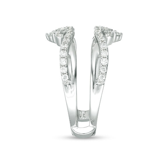 1/2 CT. T.w. Diamond Double Crown Solitaire Enhancer in 14K White Gold