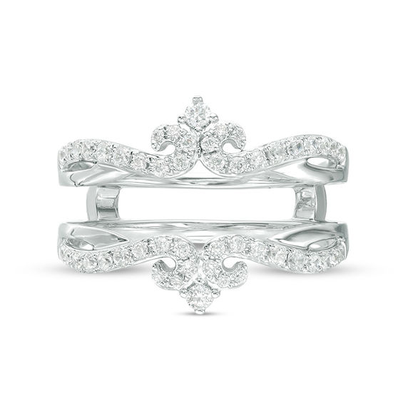 1/2 CT. T.w. Diamond Double Crown Solitaire Enhancer in 14K White Gold