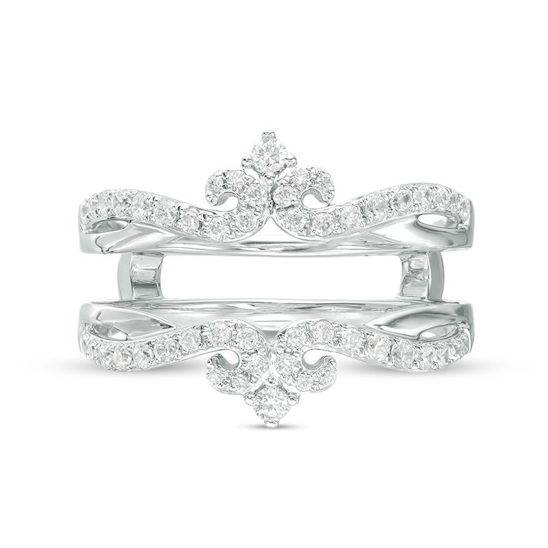 Main Image 5 of 1/2 CT. T.W. Diamond Double Crown Solitaire Enhancer in 14K White Gold