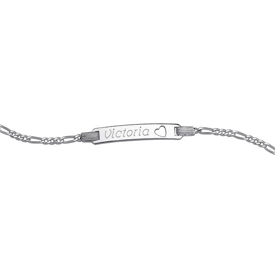 Child's Figaro Chain ID Bracelet in Sterling Silver (1 Line) - 6.0"