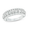 Thumbnail Image 0 of 1 CT. T.W. Baguette and Round Diamond Multi-Row Anniversary Band in 14K White Gold