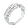 Thumbnail Image 2 of 1 CT. T.W. Baguette and Round Diamond Multi-Row Anniversary Band in 14K White Gold