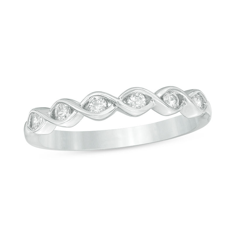 Main Image 1 of 1/5 CT. T.W. Diamond Twist Anniversary Band in 10K White Gold