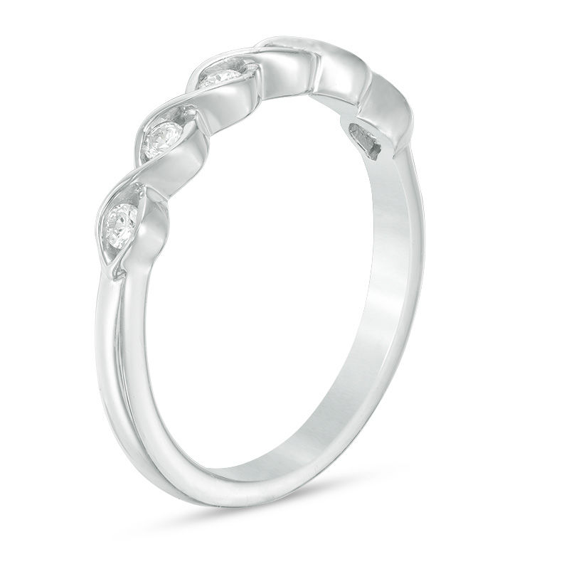 Main Image 2 of 1/5 CT. T.W. Diamond Twist Anniversary Band in 10K White Gold