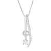 Thumbnail Image 0 of 1/2 CT. T.W. Diamond Bar and Swirl Pendant in 14K White Gold - 17"