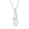 Thumbnail Image 1 of 1/2 CT. T.W. Diamond Bar and Swirl Pendant in 14K White Gold - 17"