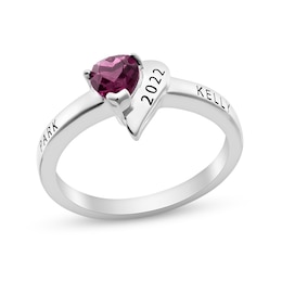 Simulated Birthstone with Ribbon Class Ring (1 Stone, 1 Date and 2 Lines)