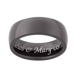 Men's 7.0mm Engravable Wedding Band in Stainless Steel with Black IP (1 Line)