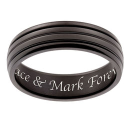 6.0mm Engravable Multi-Row Wedding Band in Titanium with Black IP (1 Line)