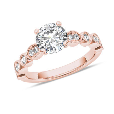1 Ct T W Diamond Vintage Style Engagement Ring In 14k Rose Gold