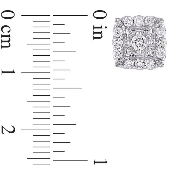3/4 CT. T.W. Diamond Square Frame Vintage-Style Stud Earrings in 14K White Gold 3/4 CT. T.W. Diamond Square Frame Vintage-Style Stud Earrings in 14K White Gold