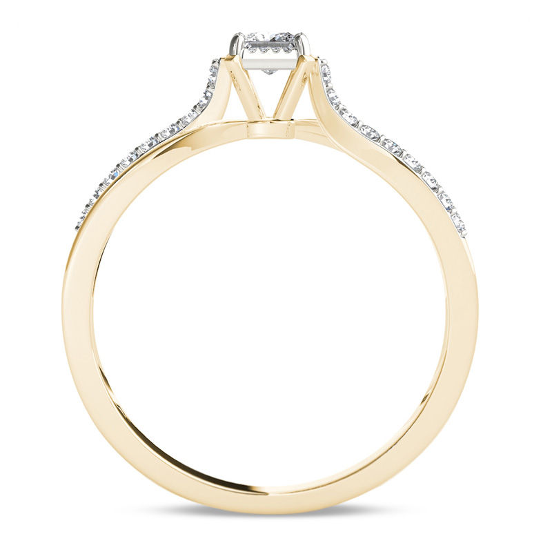 Main Image 3 of 1/4 CT. T.W. Princess-Cut Diamond Split Shank Engagement Ring in 14K Gold