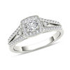 Thumbnail Image 0 of 1/2 CT. T.W. Diamond Cushion Frame Split Shank Vintage-Style Engagement Ring in 14K White Gold