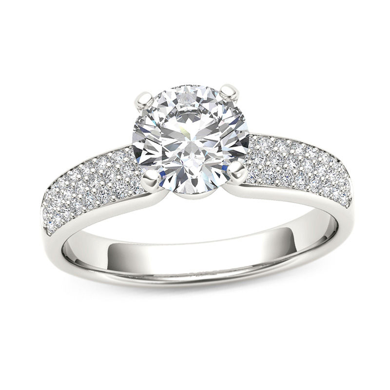 Main Image 1 of 1-1/5 CT. T.W. Diamond Triple Row Engagement Ring in 14K White Gold
