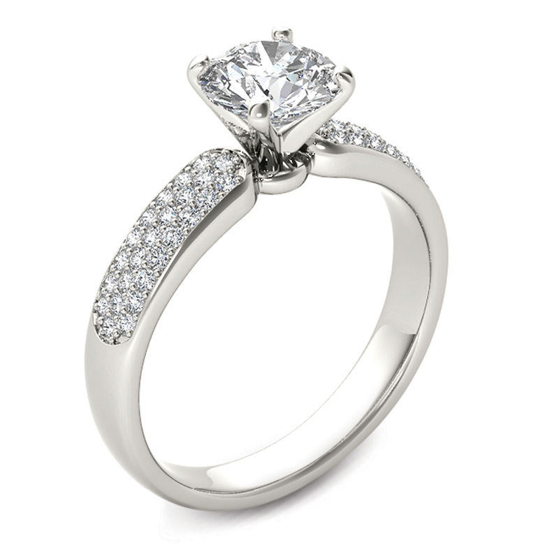 Main Image 2 of 1-1/5 CT. T.W. Diamond Triple Row Engagement Ring in 14K White Gold