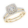 Thumbnail Image 0 of 3/4 CT. T.W. Diamond Double Cushion Frame Bridal Set in 14K Gold