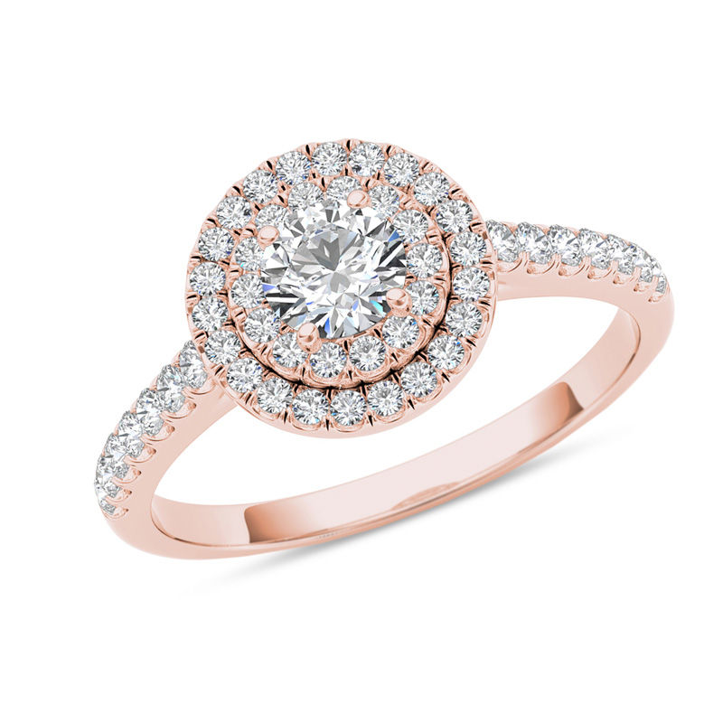 3/4 CT. T.W. Diamond Double Frame Engagement Ring in 14K Rose Gold