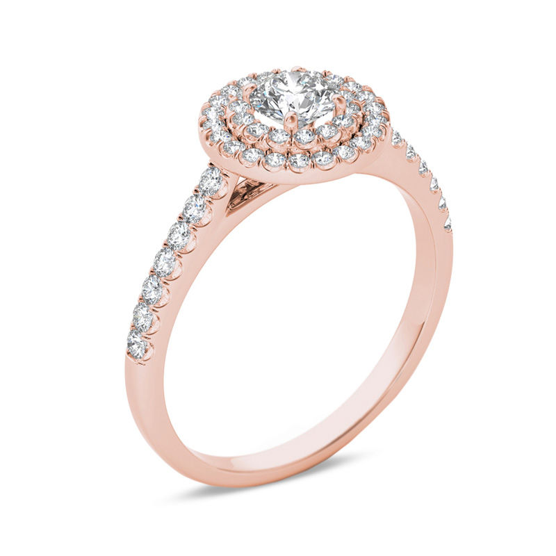 3/4 CT. T.W. Diamond Double Frame Engagement Ring in 14K Rose Gold