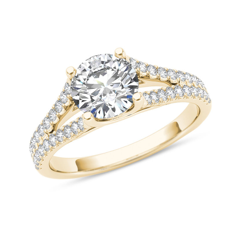 1-1/5 CT. T.W. Diamond Double Row Split Shank Engagement Ring in 14K Gold