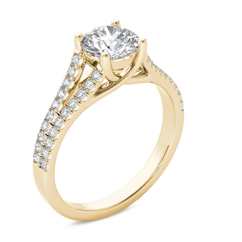 1-1/5 CT. T.W. Diamond Double Row Split Shank Engagement Ring in 14K Gold