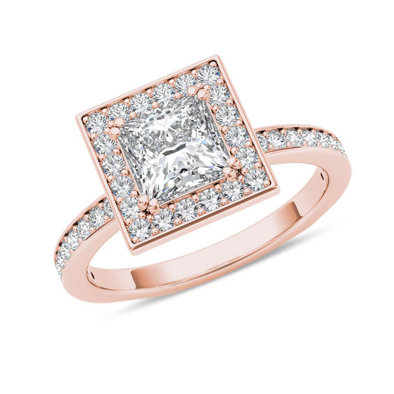1-1/5 CT. T.W. Princess-Cut Diamond Frame Engagement Ring in 14K Rose Gold 1-1/5 CT. T.W. Princess-Cut Diamond Frame Engagement Ring in 14K Rose Gold