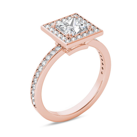 1-1/5 CT. T.W. Princess-Cut Diamond Frame Engagement Ring in 14K Rose Gold 1-1/5 CT. T.W. Princess-Cut Diamond Frame Engagement Ring in 14K Rose Gold
